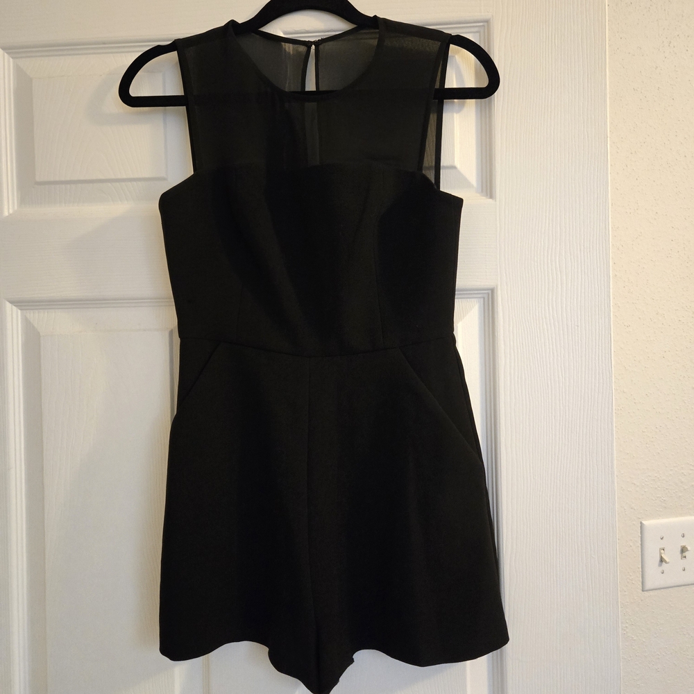 BCBGeneration Black Sheer Panel Romper
